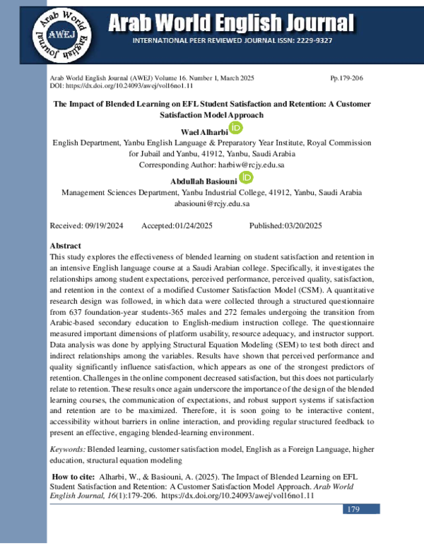 (PDF) The Impact of Blended Learning on EFL Student Satisfaction and ...