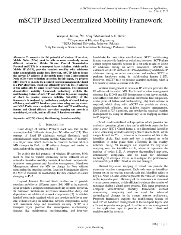 (PDF) mSCTP Based Decentralized Mobility Framework