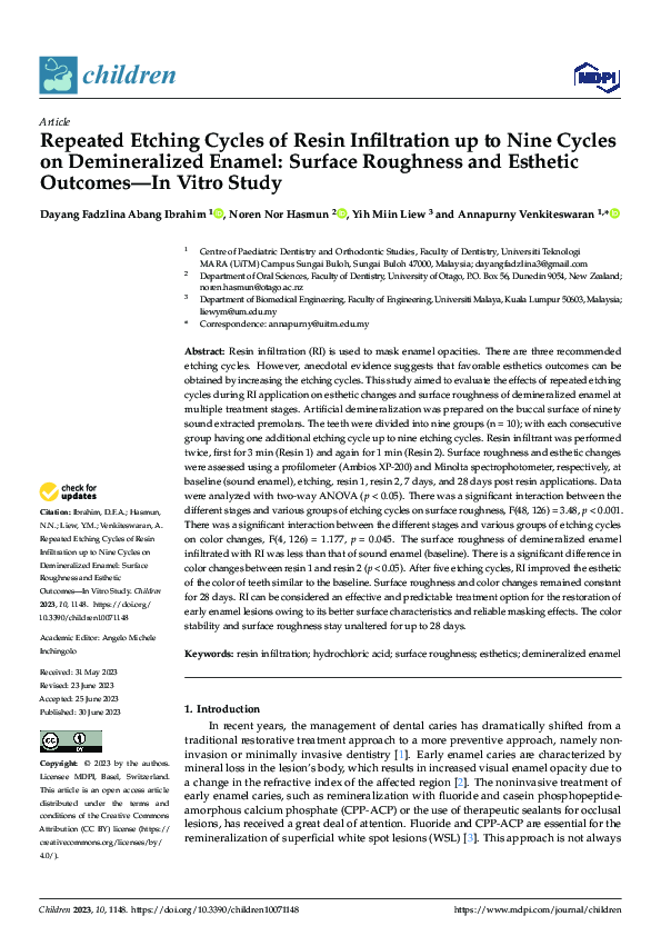 (PDF) Repeated Etching Cycles of Resin Infiltration up to Nine Cycles ...