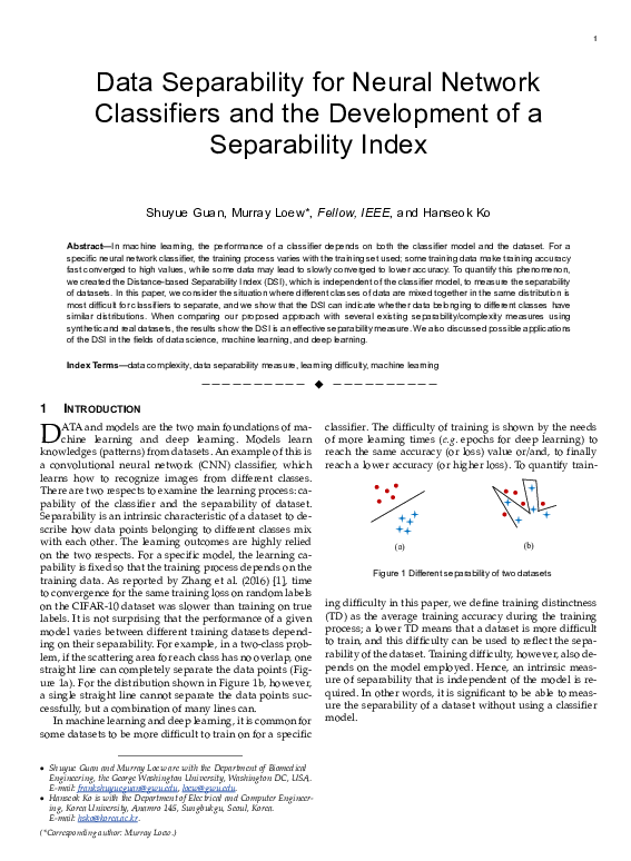(PDF) Data Separability for Neural Network Classifiers and the ...