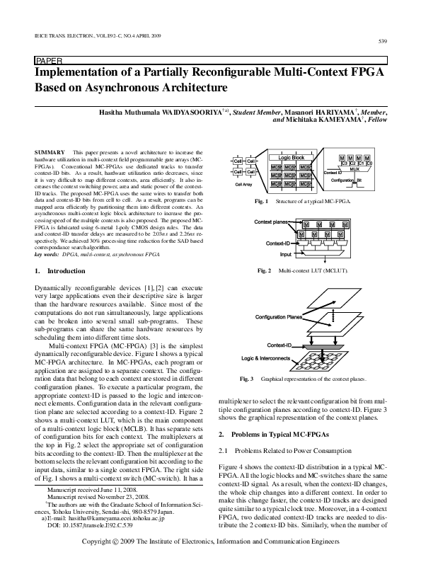 (PDF) Implementation of a Partially Reconfigurable Multi-Context FPGA ...