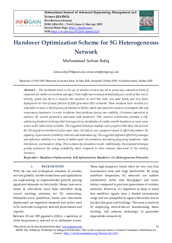 (PDF) Handover Optimization Scheme for 5G Heterogeneous Network