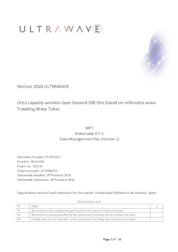 (PDF) Data Management Plan Version 1