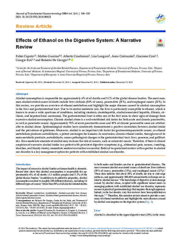(PDF) Effects of Ethanol on the Digestive System: A Narrative Review
