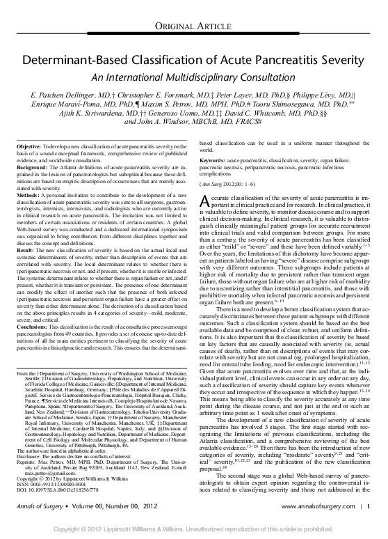 (PDF) Determinant-Based Classification of Acute Pancreatitis Severity