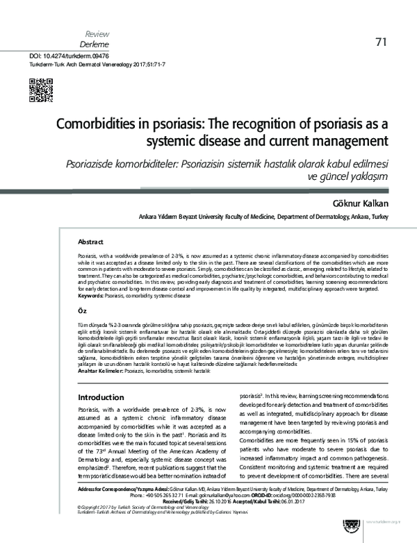 (PDF) Comorbidities in psoriasis: The recognition of psoriasis as a ...