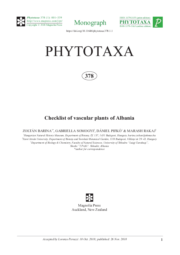 PDF) Checklist of vascular plants of Albania