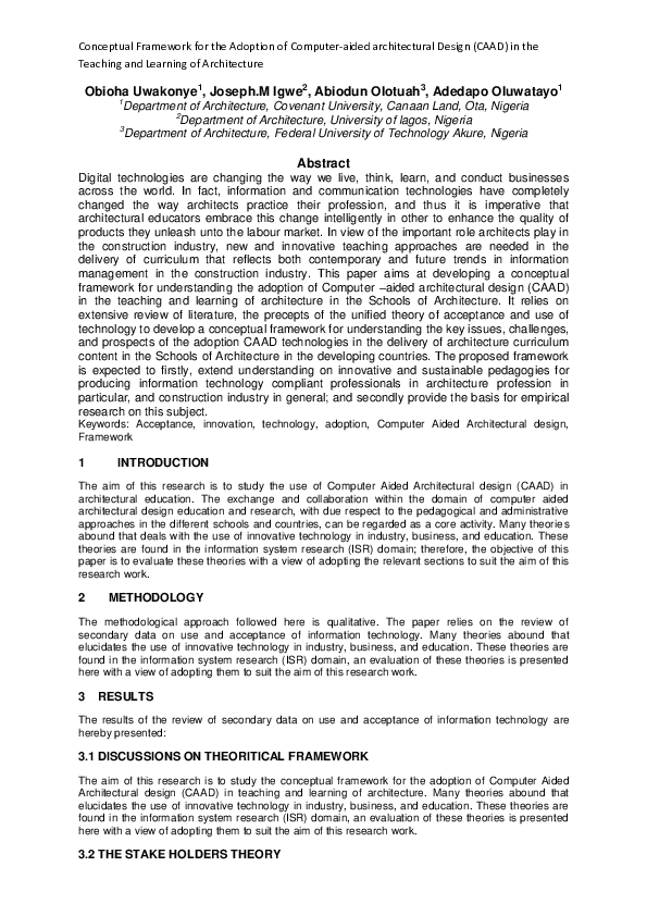(PDF) Conceptual Framework for the Adoption of Computer-Aided ...