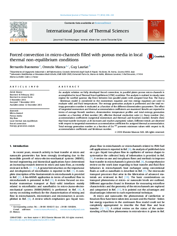 (PDF) Forced convection in micro-channels filled with porous media in ...