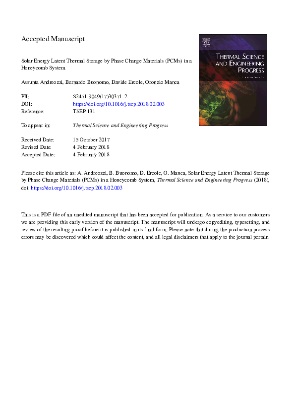 (PDF) Solar energy latent thermal storage by phase change materials ...
