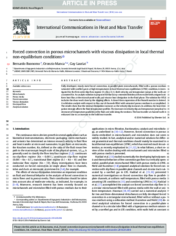 (PDF) Forced convection in porous microchannels with viscous ...
