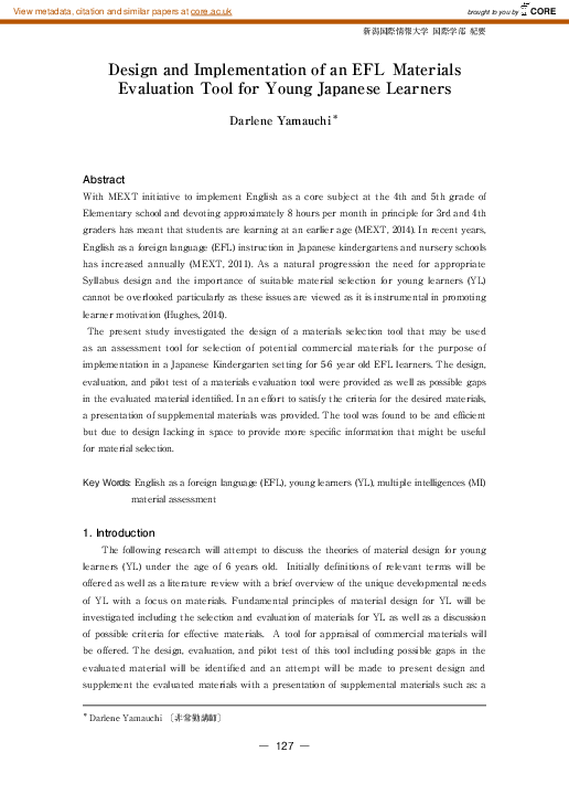 (PDF) Design and Implementation of an EFL Materials Evaluation Tool for ...
