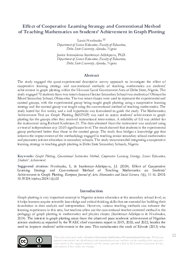 (PDF) Effect of Cooperative Learning Strategy and Conventional Method ...