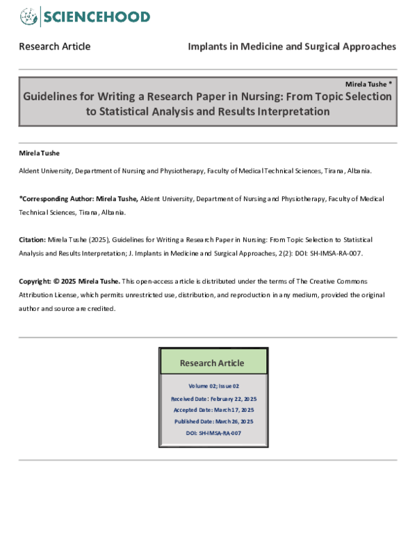 (PDF) Guidelines for Writing a Research Paper in Nursing: From Topic ...