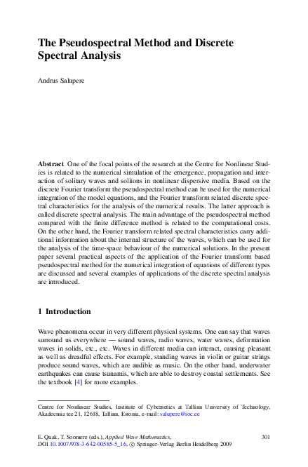 (PDF) The Pseudospectral Method and Discrete Spectral Analysis