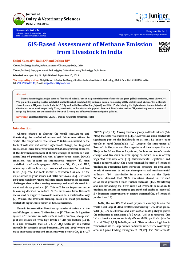 (PDF) GIS-Based Assessment of Methane Emission from Livestock in India