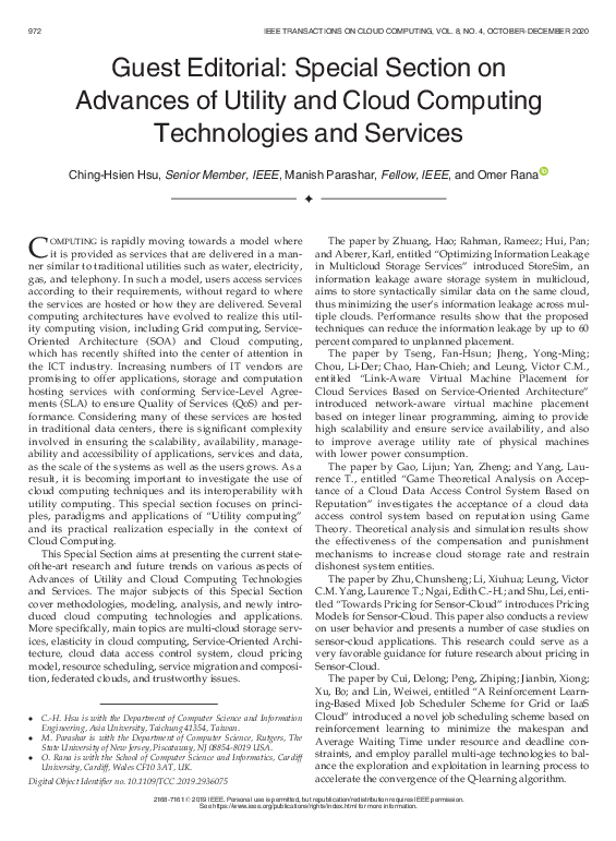 (PDF) Guest Editorial: Special Section on Advances of Utility and Cloud ...