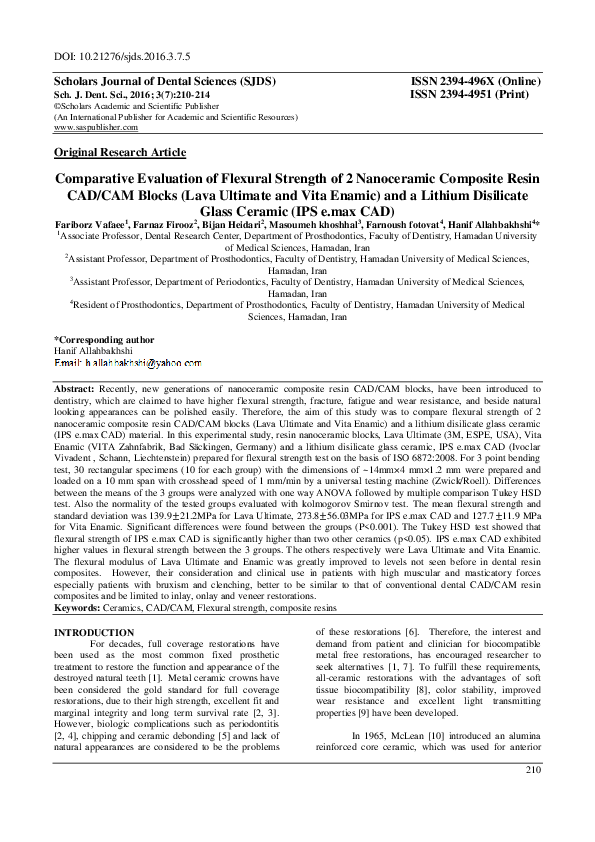 (PDF) Comparative Evaluation of Flexural Strength of 2 Nanoceramic ...