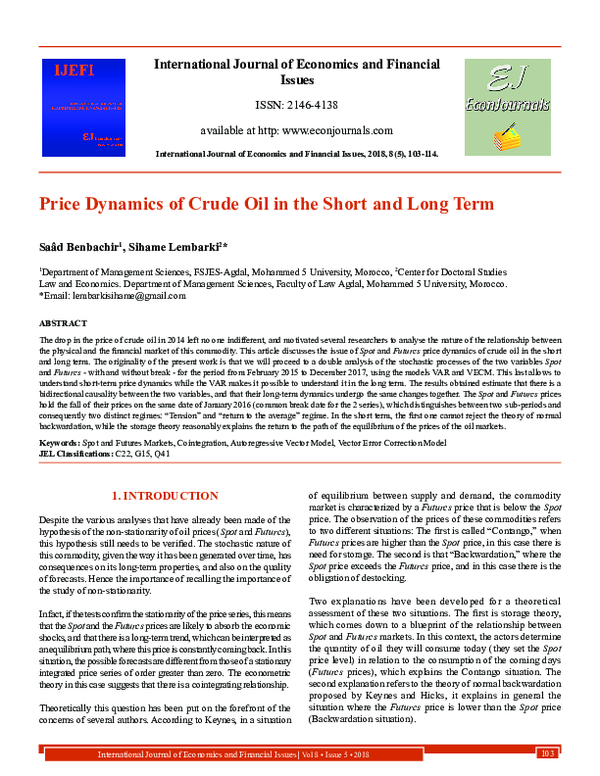 (PDF) Price Dynamics of Crude Oil in the Short and Long Term