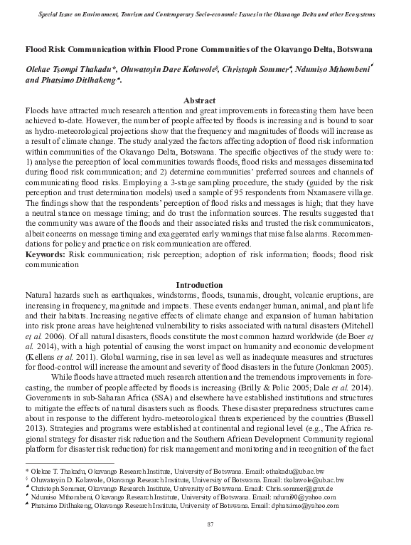 (PDF) Flood risk communication within flood prone communities of the ...
