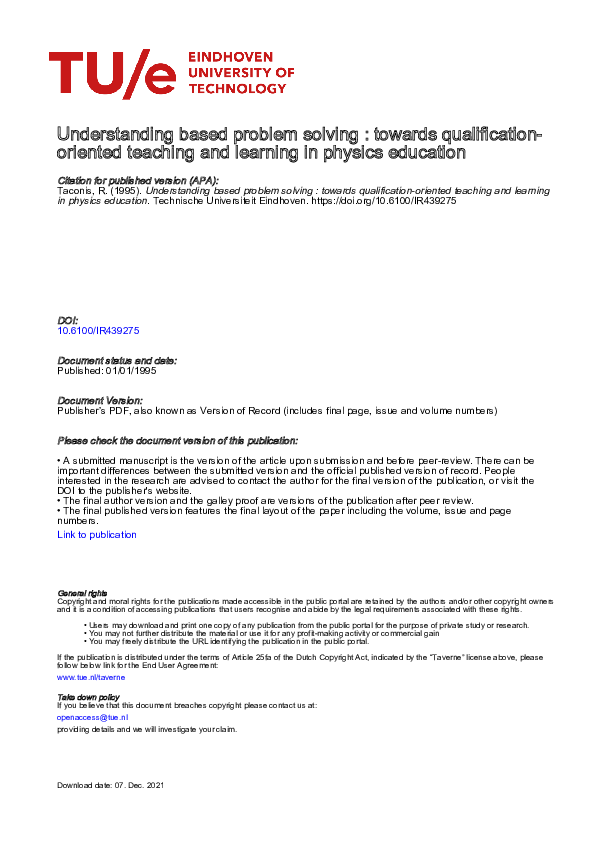 (PDF) Understanding based problem solving : towards qualification ...