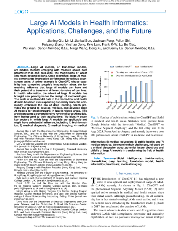 (PDF) Large AI Models in Health Informatics: Applications, Challenges ...