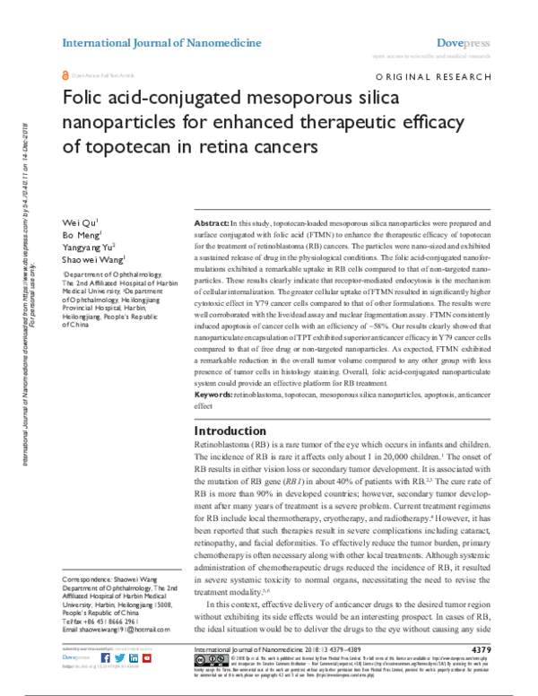 (PDF) Folic acid-conjugated mesoporous silica nanoparticles for ...