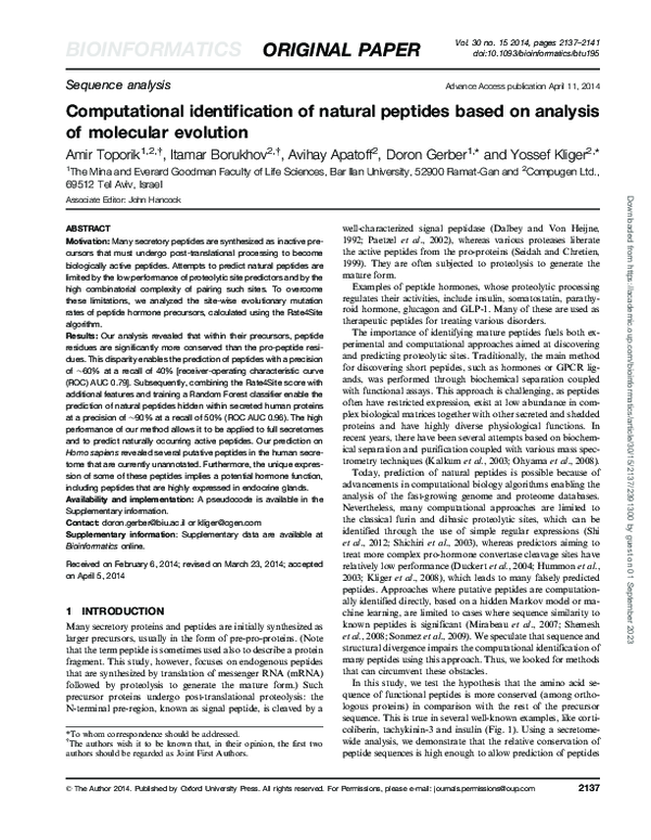 (PDF) Computational identification of natural peptides based on ...