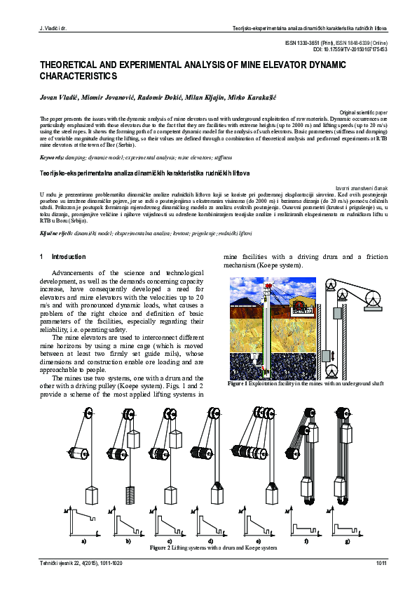 (PDF) Theoretical and experimental analysis of mine elevator dynamic ...