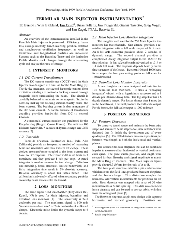 (PDF) Fermilab Main Injector instrumentation