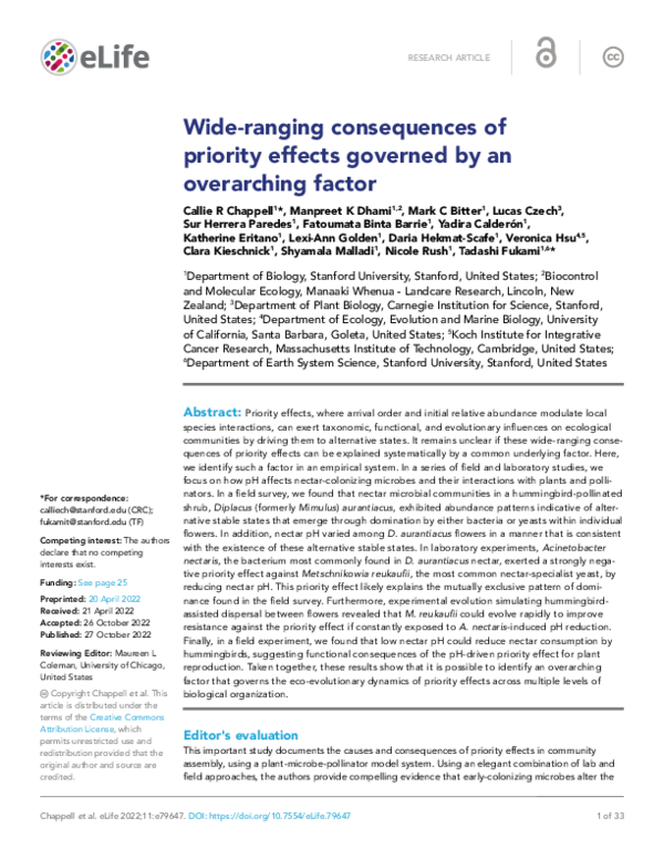 (PDF) Wide-ranging consequences of priority effects governed by an ...