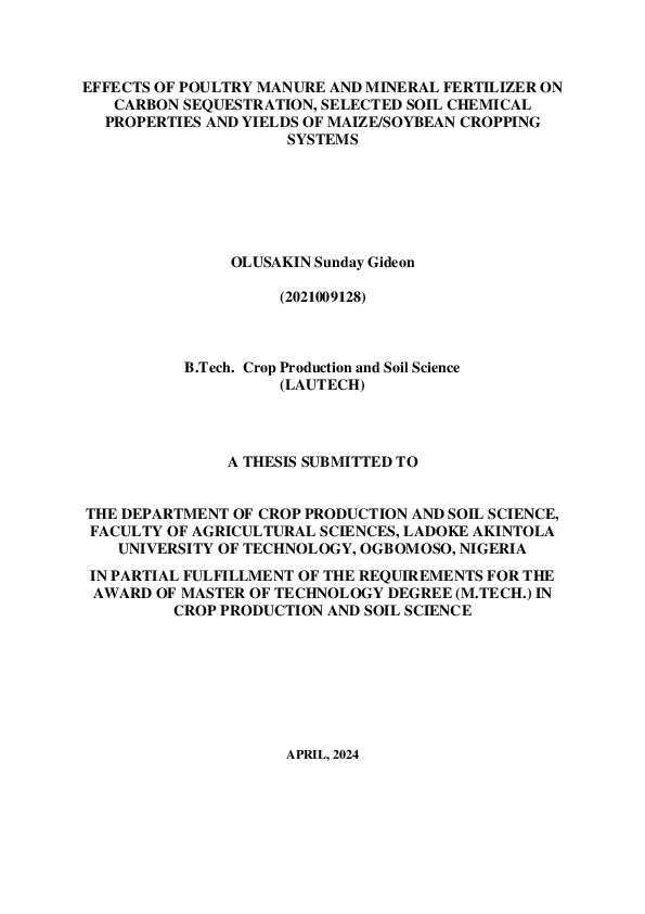 (PDF) EFFECTS OF POULTRY MANURE AND MINERAL FERTILIZER ON CARBON ...