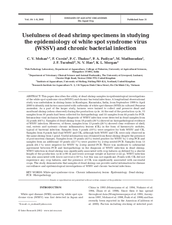 (PDF) Usefulness of dead shrimp specimens in studying the epidemiology ...