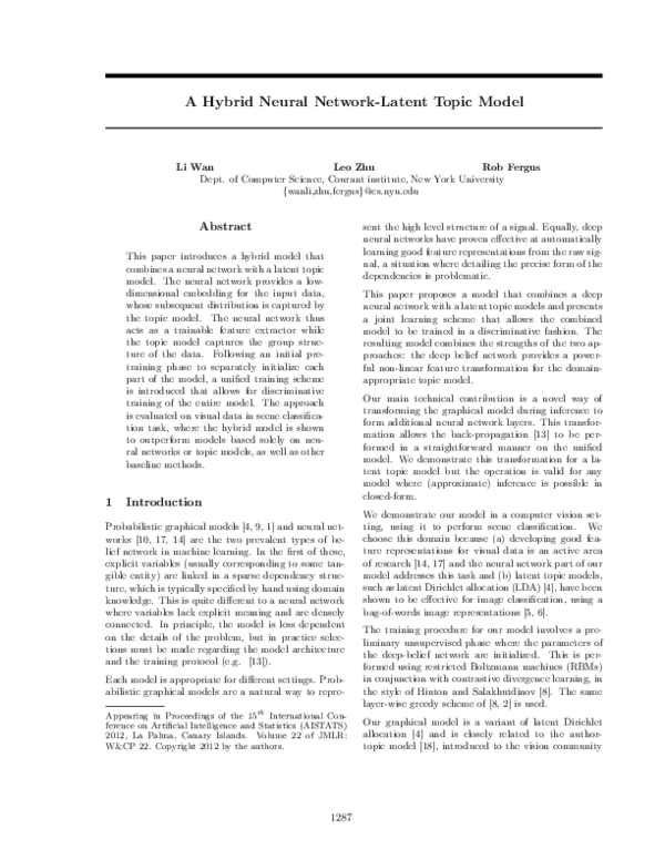 (PDF) A Hybrid Neural Network-Latent Topic Model