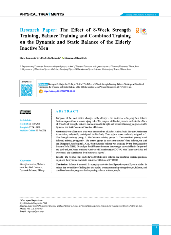 (PDF) The Effect of 8-Week Strength Training, Balance Training and ...