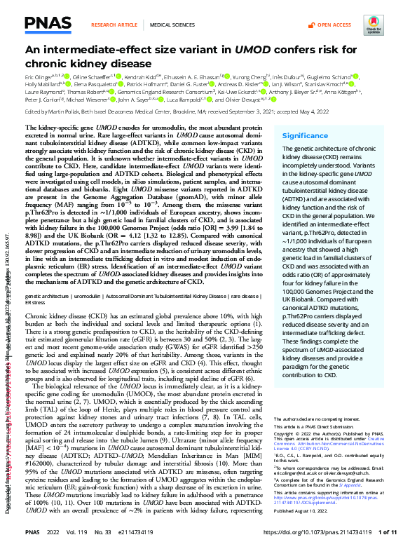 (PDF) An intermediate effect size variant in UMOD confers risk for ...
