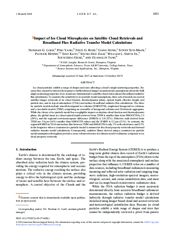 (PDF) Impact of Ice Cloud Microphysics on Satellite Cloud Retrievals ...