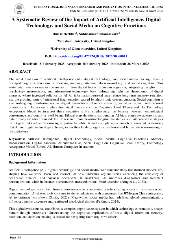 (PDF) A Systematic Review of the Impact of Artificial Intelligence ...
