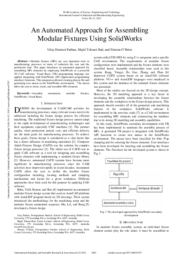 (PDF) An Automated Approach for Assembling Modular Fixtures Using ...