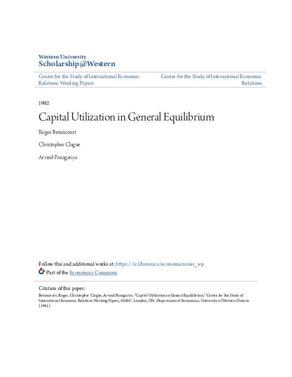 (PDF) Capital Utilization in General Equilibrium