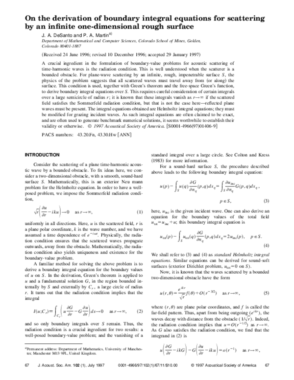 (PDF) On the derivation of boundary integral equations for scattering ...