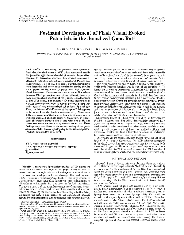 (PDF) Postnatal Development of Flash Visual Evoked Potentials in the ...