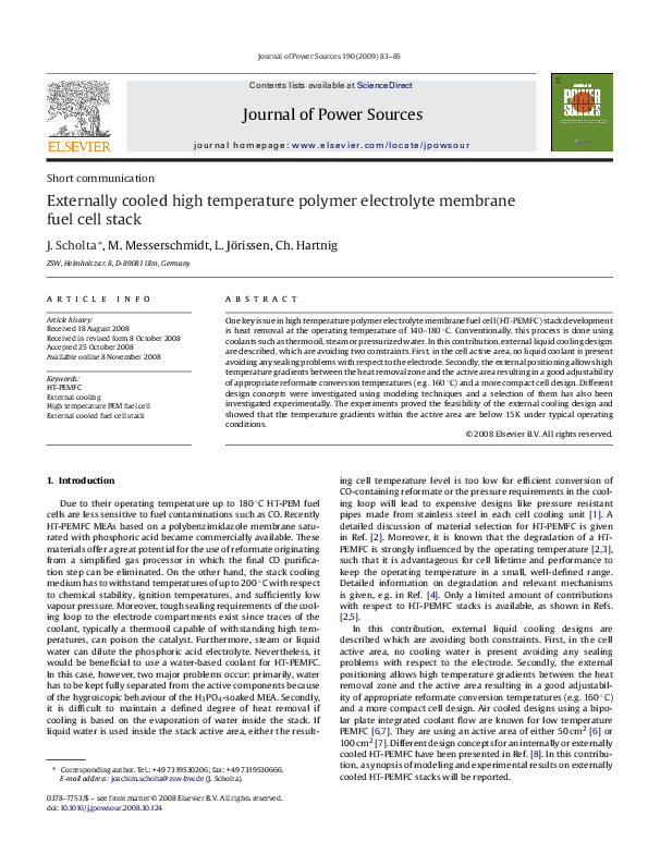 (PDF) Externally cooled high temperature polymer electrolyte membrane ...