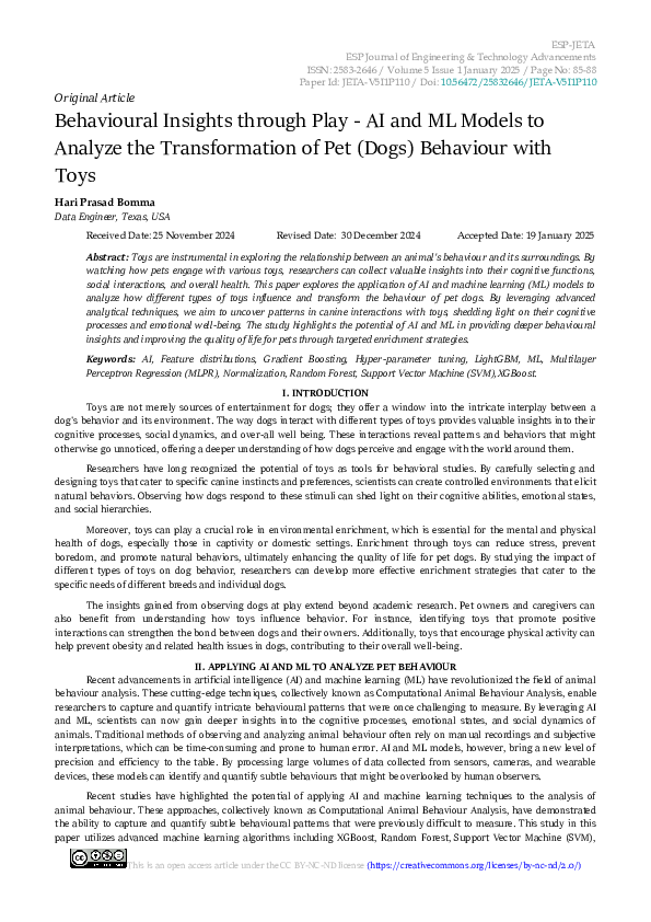 (PDF) Behavioural Insights through Play -AI and ML Models to Analyze ...