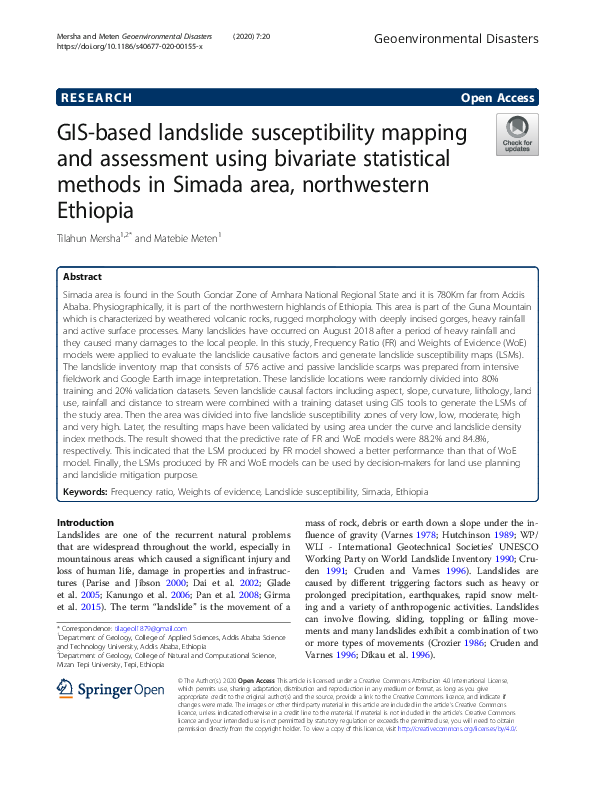 (PDF) GIS-based landslide susceptibility mapping and assessment using ...