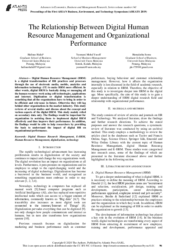 (PDF) The Relationship Between Digital Human Resource Management and ...