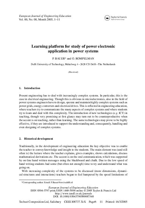 (PDF) Learning platform for study of power electronic application in ...
