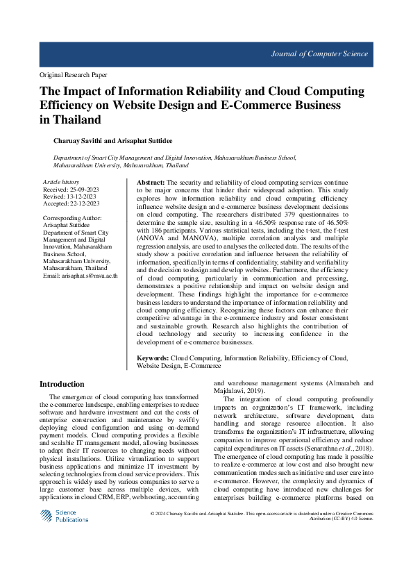 (PDF) The Impact of Information Reliability and Cloud Computing ...