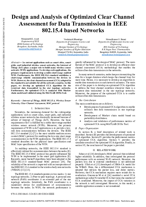 (PDF) Design and Analysis of Optimized Clear Channel Assessment for ...