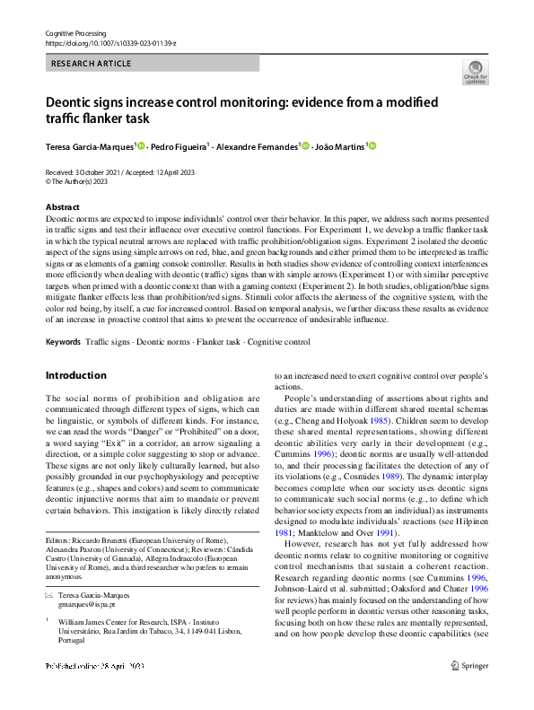(PDF) Deontic signs increase control monitoring: evidence from a ...